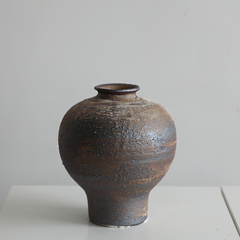 Danish style ceramic white wabi sandy wind coarse pottery vase