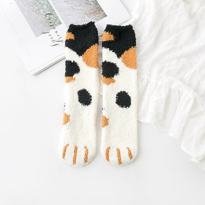 Gohobi Cat Paw Coral Fleece Socks