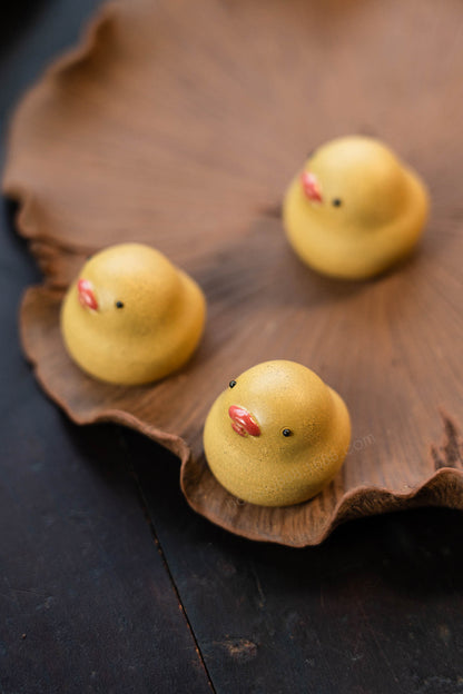 Gohobi Handmade Ceramic YiXing Clay Yellow Duck Ornament Tea pet