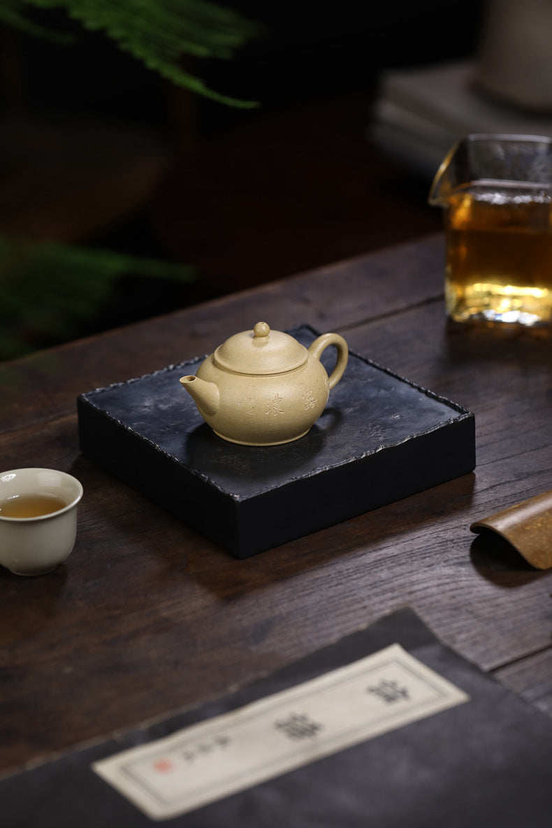 [Chingshui Tang 青水堂] Handmade Yixing Green Zisha Clay Xiaoping Teapot – 100ml Original Ore Benlu Caly with Inner Filter, Semi-Handmade Thin-Walled Gongfu Teapot