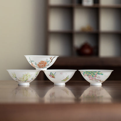 Gohobi Hand-painted Jade White Floral Porcelain Tea Cup