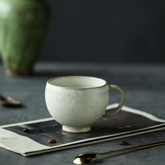 Gohobi Handmade Classic Modern Ceramic White Coffee Cup Mug