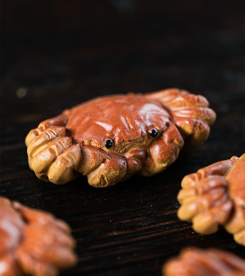 Gohobi Handmade Ceramic YiXing Clay Crab Ornament Tea pet