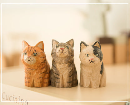 Gohobi Handcrafted Wooden Vintage Cat Ornament