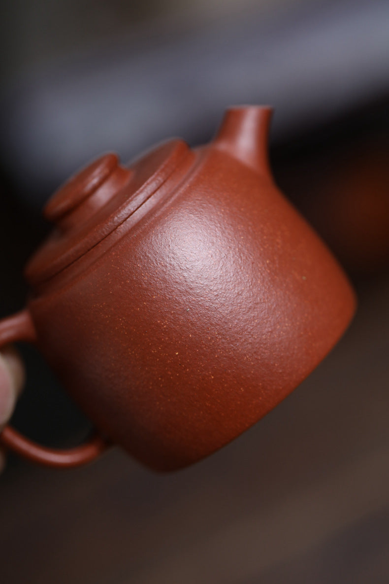 [Chingshui Tang 青水堂] Handmade Yixing Zisha Sandy Purple Clay Teapot – 100ml Handmade Jiangpo Clay Xiao Julun (Small Giant Wheel) Style Teapot, Thin-Walled Small Gongfu Teapot with Built-in Filter