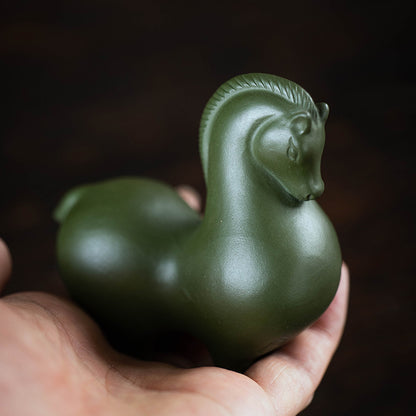 Gohobi Handmade Ceramic YiXing Clay Green Horse Ornament Tea pet