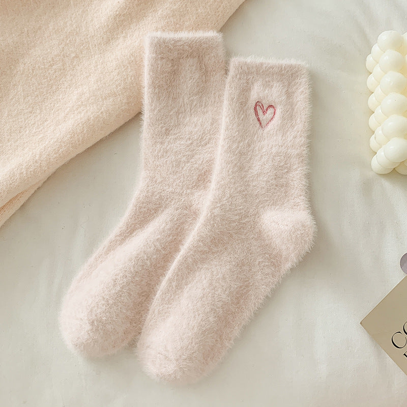 Gohobi Pink Heart Velvet Socks