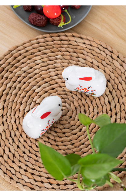 Gohobi Handmade Ceramic White Rabbit Ornament