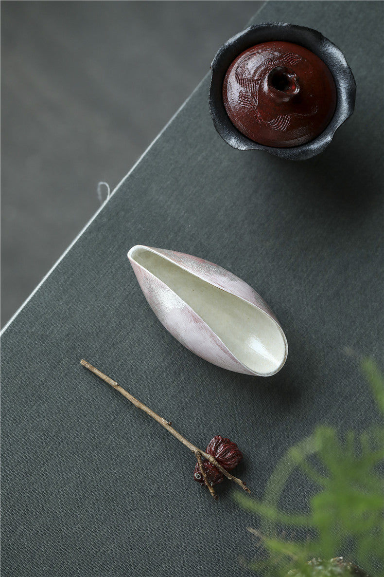 Gohobi Ceramic Gongfu Tea Pink and Silver Blushing Tea Scoop