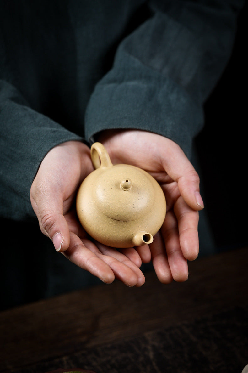 [Chingshui Tang 青水堂] Handmade Yixing Green Zisha Clay Junde Teapot – 110ml “Ben Lü” Clay Gongfu Teapot with Inner Push Hole, Thin-Walled Design for Chaozhou Brewing