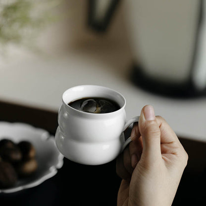 Gohobi Handmade Gourd Shape Ceramic Jade White Clay Coffee Cup Mug