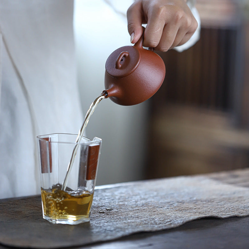 [Chingshui Tang 青水堂] Handmade Yixing Zisha Sandy Purple Clay Teapot – 120ml Handmade Original Ore Jiangpo Clay Shih Piao Style Thin-Walled Teapot, Ideal for Gongfu Tea and Gift Set, Suitable for Da Hong Pao