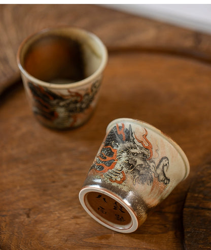 Gohobi Hand-painted Ink Dragon Ceramic Tea Cup