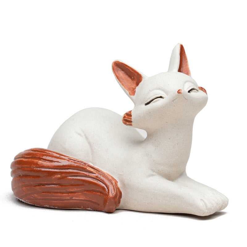 Gohobi Handmade Ceramic YiXing Clay Fox Ornament Tea pet