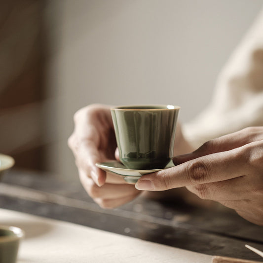 Gohobi Handmade Green Tea Cup and Saucer
