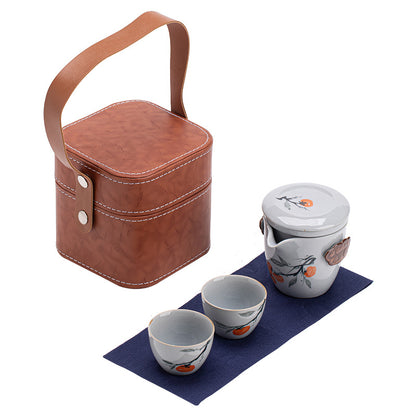 Gohobi Hand-painted Travel Teapot Gaiwan Set