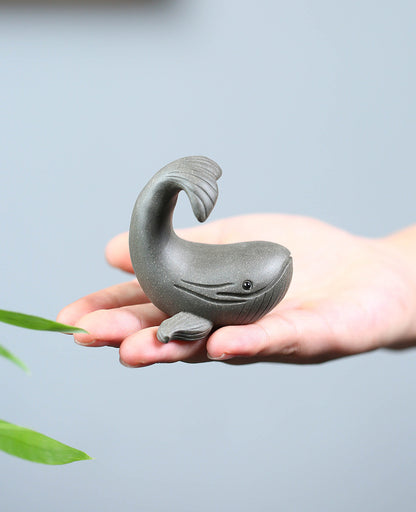 Gohobi Handmade Ceramic YiXing Clay Whale Ornament Tea pet