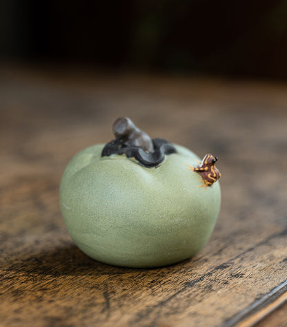 Gohobi Yixing Purple Clay Water-Spraying Stone Frog Tea Pet – Handmade Lotus Pod Ornament