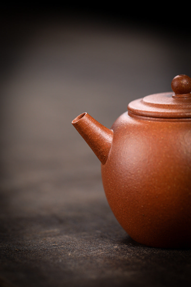 [Chingshui Tang 青水堂] Handmade Yixing Zisha Sandy Purple Clay Teapot – 120ml Original Ore Jin Jiangpo Clay, Handmade Thin Body with Built-in Filter, Da Bin Huai Yue Style Small Gongfu Teapot