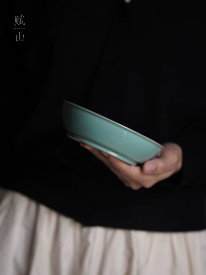 [賦山敘 x Gohobi] Turquoise Butterfly Teapot Base – Minimalist Pastel Ceramic Dry Brewing Tray for Gaiwan & Teapot