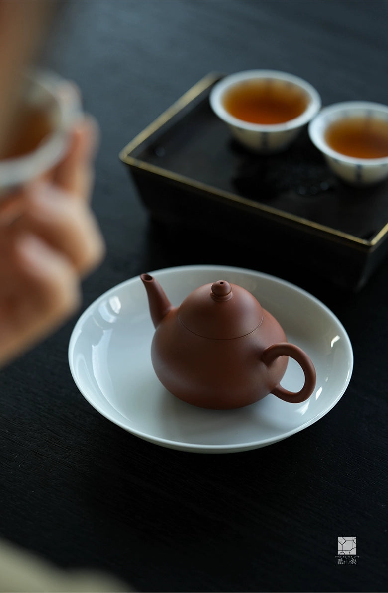 [賦山敘 x Gohobi] Handmade Chaozhou-Style Yixing Zhuni Red Zisha Clay Teapot – Original Ore Small Pear Shape Zisha Gongfu Teapot