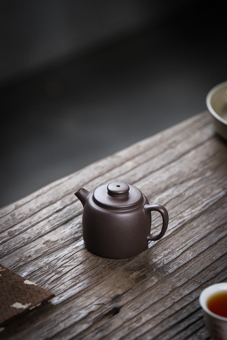 [Chingshui Tang 青水堂] Handmade Yixing Purple Zisha Clay Teapot  – 100ml Original Ore Sky Blue Clay Xiao Julun (Small Giant Wheel) Style, Thin-Walled Gongfu Teapot with Built-in Filter