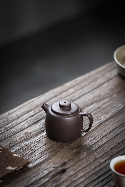[Chingshui Tang 青水堂] Handmade Yixing Purple Zisha Clay Teapot  – 100ml Original Ore Sky Blue Clay Xiao Julun (Small Giant Wheel) Style, Thin-Walled Gongfu Teapot with Built-in Filter