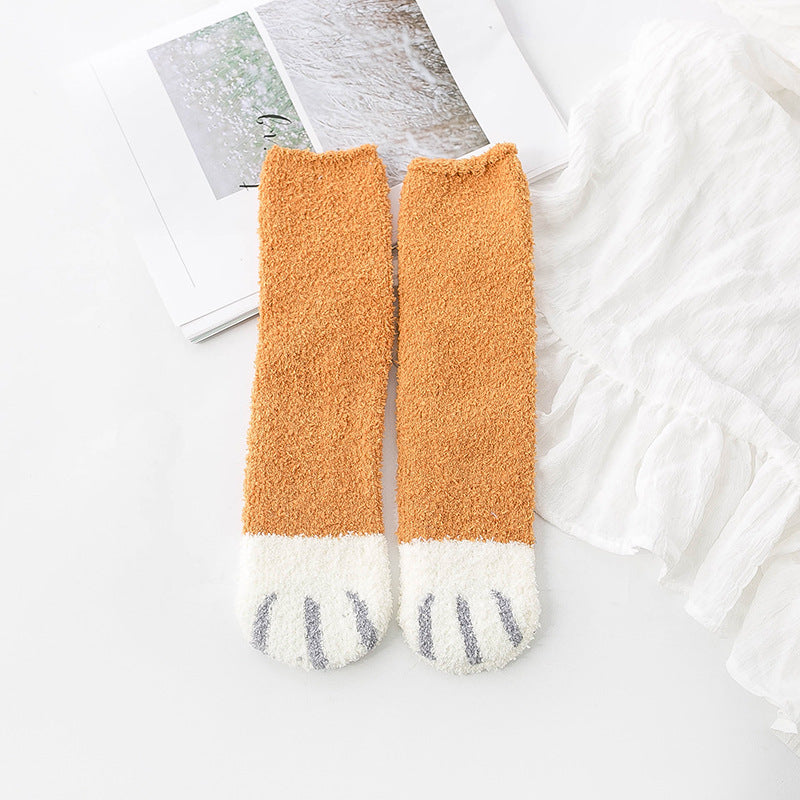 Gohobi Cat Paw Coral Fleece Socks