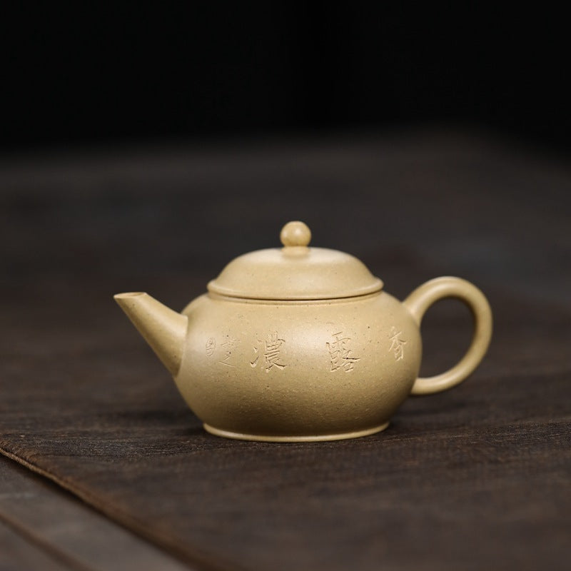 [Chingshui Tang 青水堂] Handmade Yixing Green Zisha Clay Xiaoping Teapot – 100ml Original Ore Benlu Caly with Inner Filter, Semi-Handmade Thin-Walled Gongfu Teapot