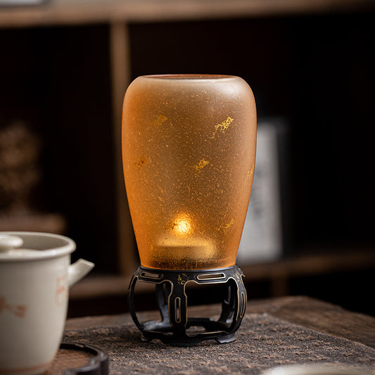 Glazed Amber Candle Holder