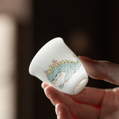 Gohobi White Jade Clay Chinese Zodiac Gongfu Tea Cup – Personal Ceramic Master Cup for Home Use and Gift