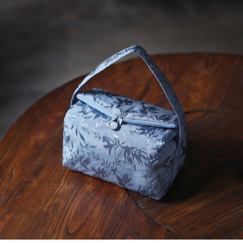 Gohobi Blue and Pink Large Teaware Storage Travel Bag Shifuku