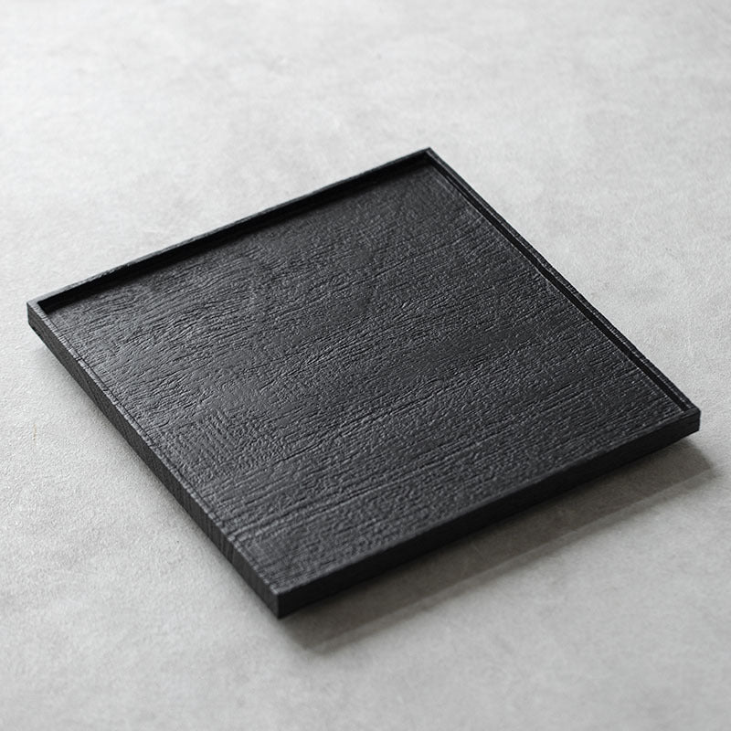 Gohobi Japanese-style Wabi-Sabi Teak Black Brown Square Tray 009