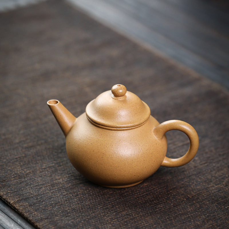 [Chingshui Tang 青水堂] Handmade Yixing Yellow Zisha Clay Teapot 120ml – Original Ore Huangjin Duan Clay Bala Shui Ping Teapot for Gongfu Tea Brewing