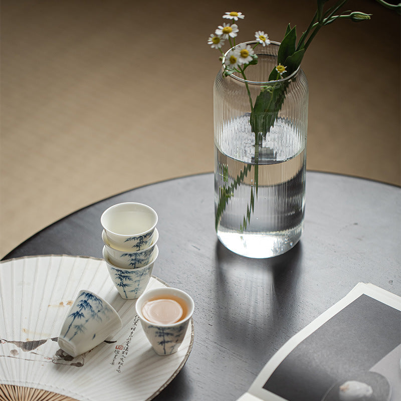 Gohobi Celadon Blue and White Bamboo Teacup