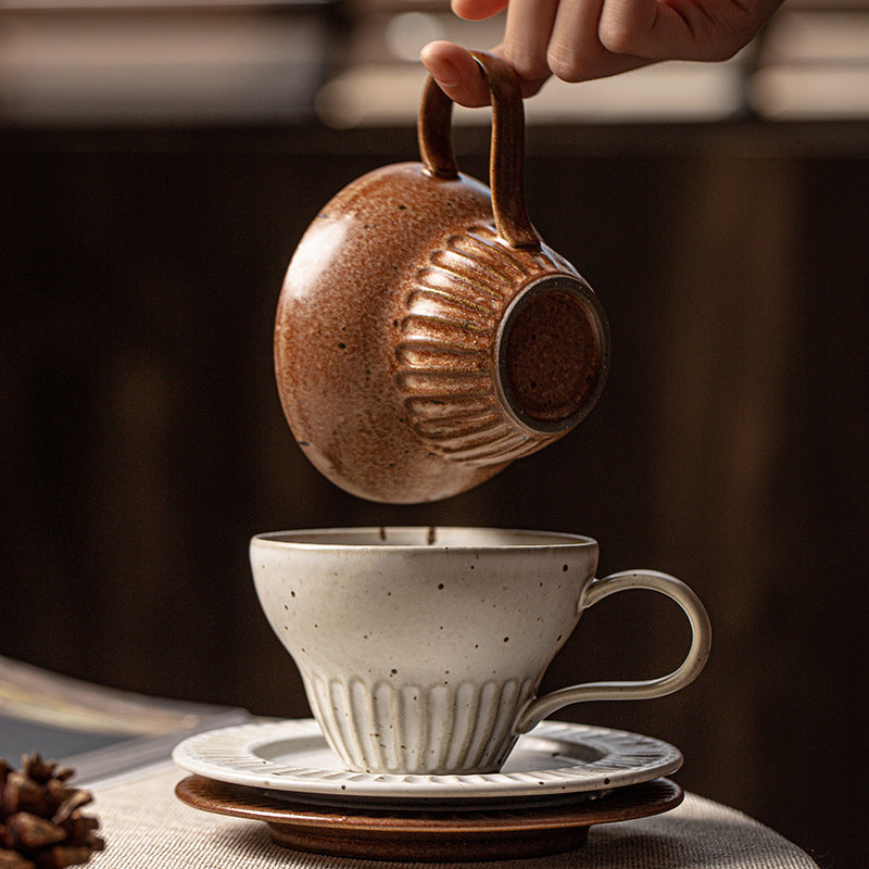 Gohobi Japanese Retro Coffee Cup and Saucer Set