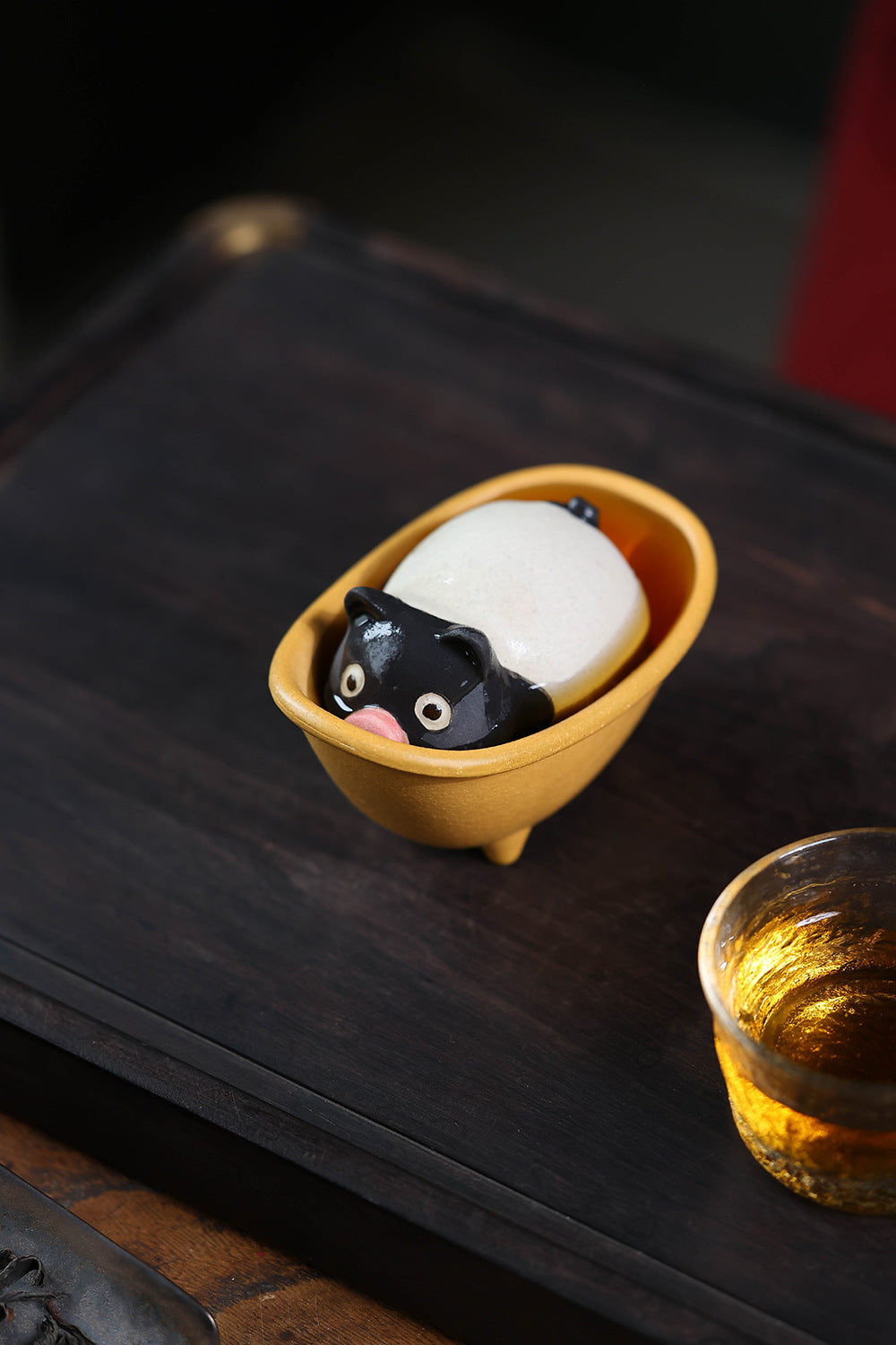 Gohobi Yixing Purple Clay Bamboo Rocking Chair Tea Pet – Handmade Tea Table Ornament