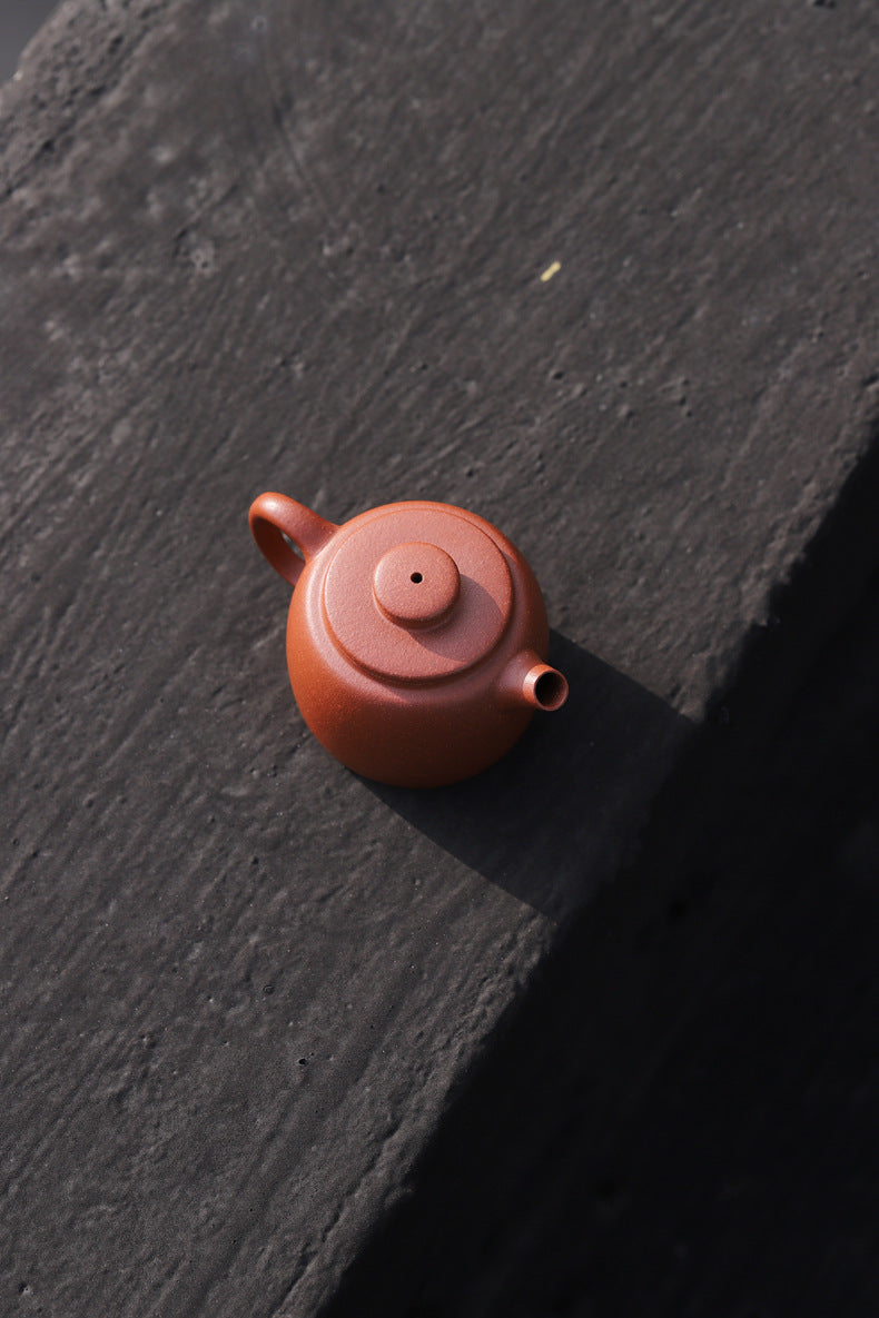 [Chingshui Tang 青水堂] Handmade Yixing Zisha Sandy Purple Clay Teapot – 100ml Handmade Jiangpo Clay Xiao Julun (Small Giant Wheel) Style Teapot, Thin-Walled Small Gongfu Teapot with Built-in Filter
