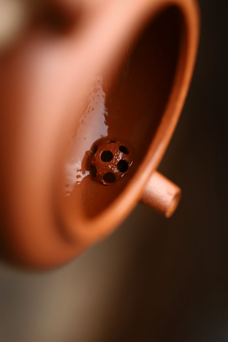 [Chingshui Tang 青水堂] Handmade Yixing Original Ore Jiangpo Sandy Purple Clay "Flat Lantern" Teapot – 150ml Thin-Walled Home Brewing Teapot with Built-in Filter