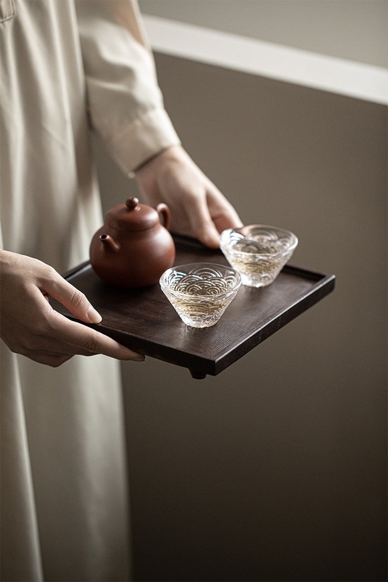 Plateau carré noir ébène Gohobi de style japonais Wabi-Sabi 004