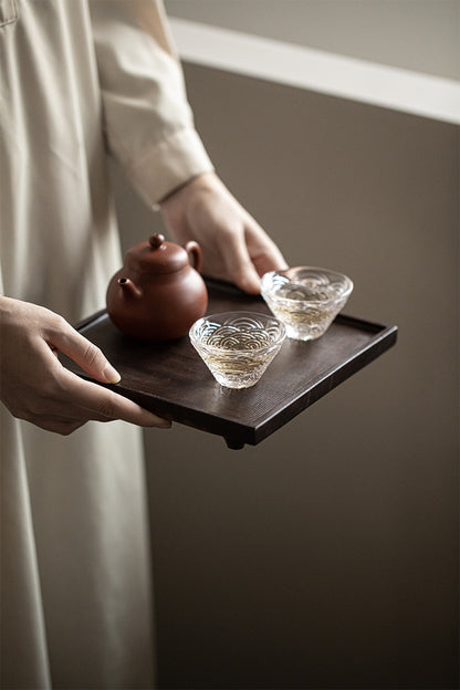 Plateau carré noir ébène Gohobi de style japonais Wabi-Sabi 004