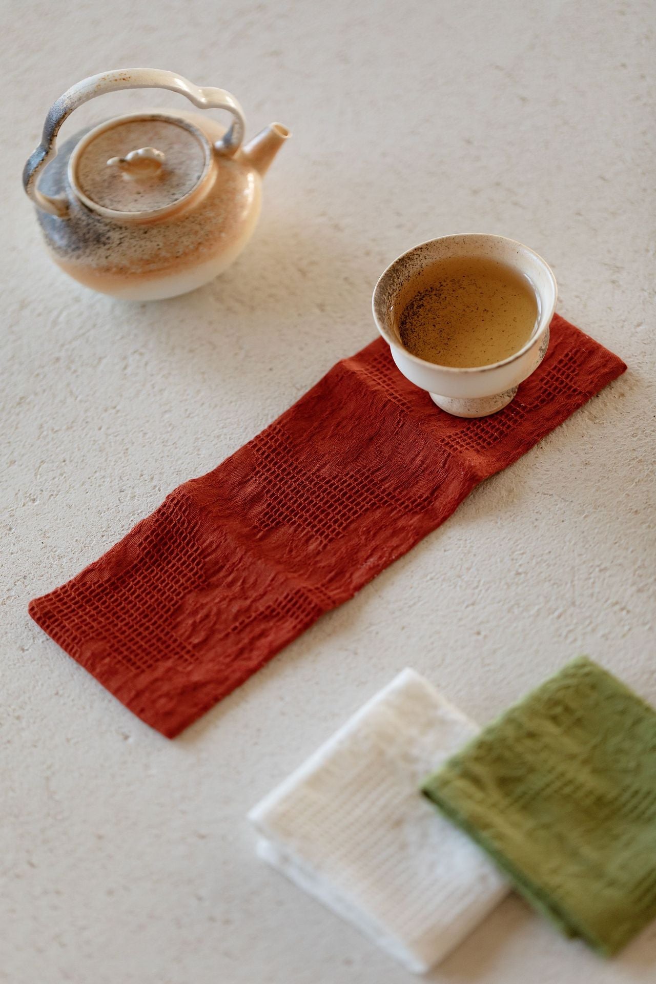 Torchon Gongfu double face en coton et lin gravé Gohobi