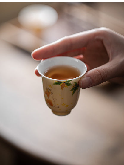 Gohobi Hand-Painted Osmanthus Ceramic Tea Cup