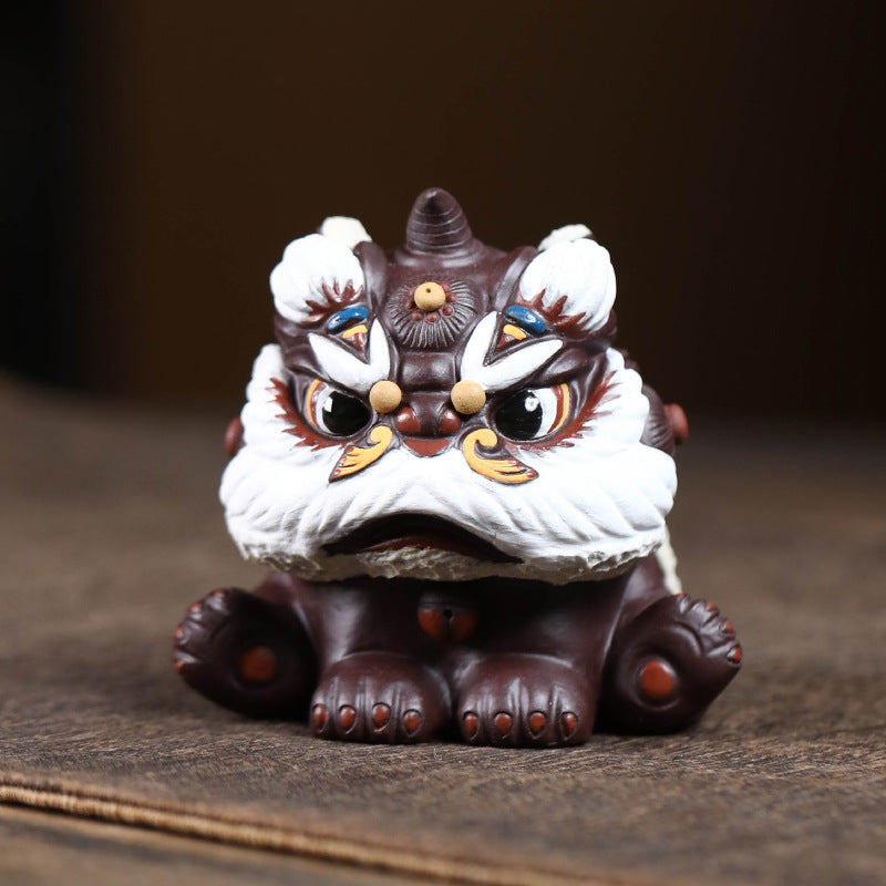 Gohobi Yixing Purple Clay Lion Dance Tea Pet – Handmade Guardian Ornament