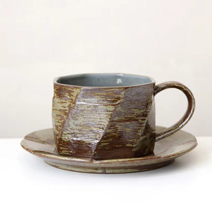 Gohobi Handmade Nordic Style Stoneware Coffee Mug and Saucer Set