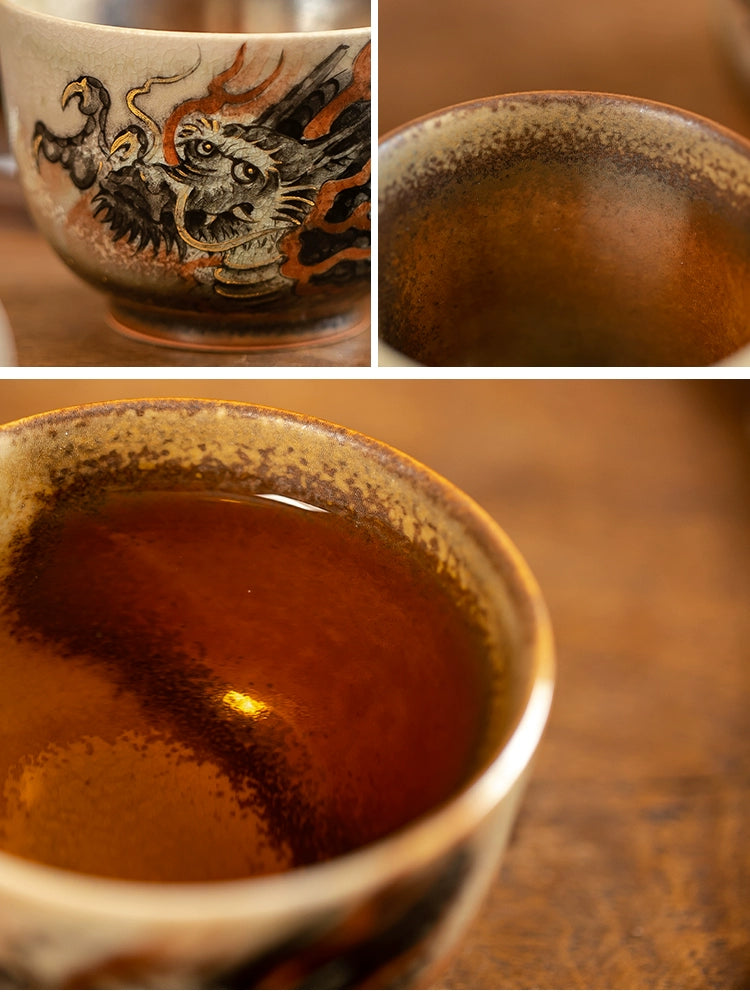 Gohobi Hand-painted Ink Dragon Ceramic Tea Cup