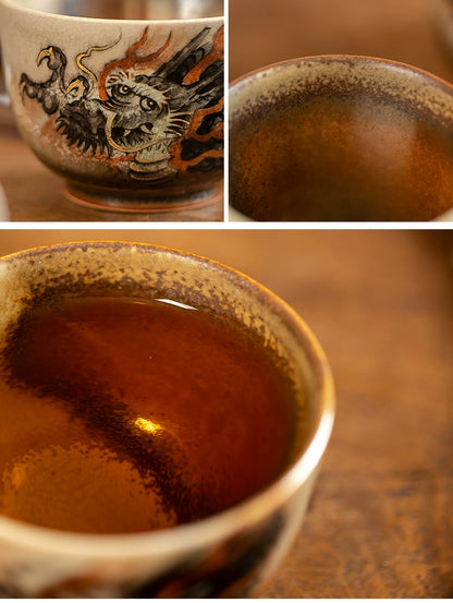 Gohobi Hand-painted Ink Dragon Ceramic Tea Cup