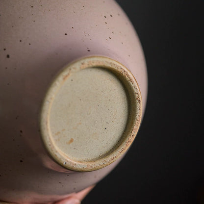 Gohobi Jingdezhen Handmade Pink Ceramic Vase – Wide Mouth Retro Coarse Pottery Flower Vase