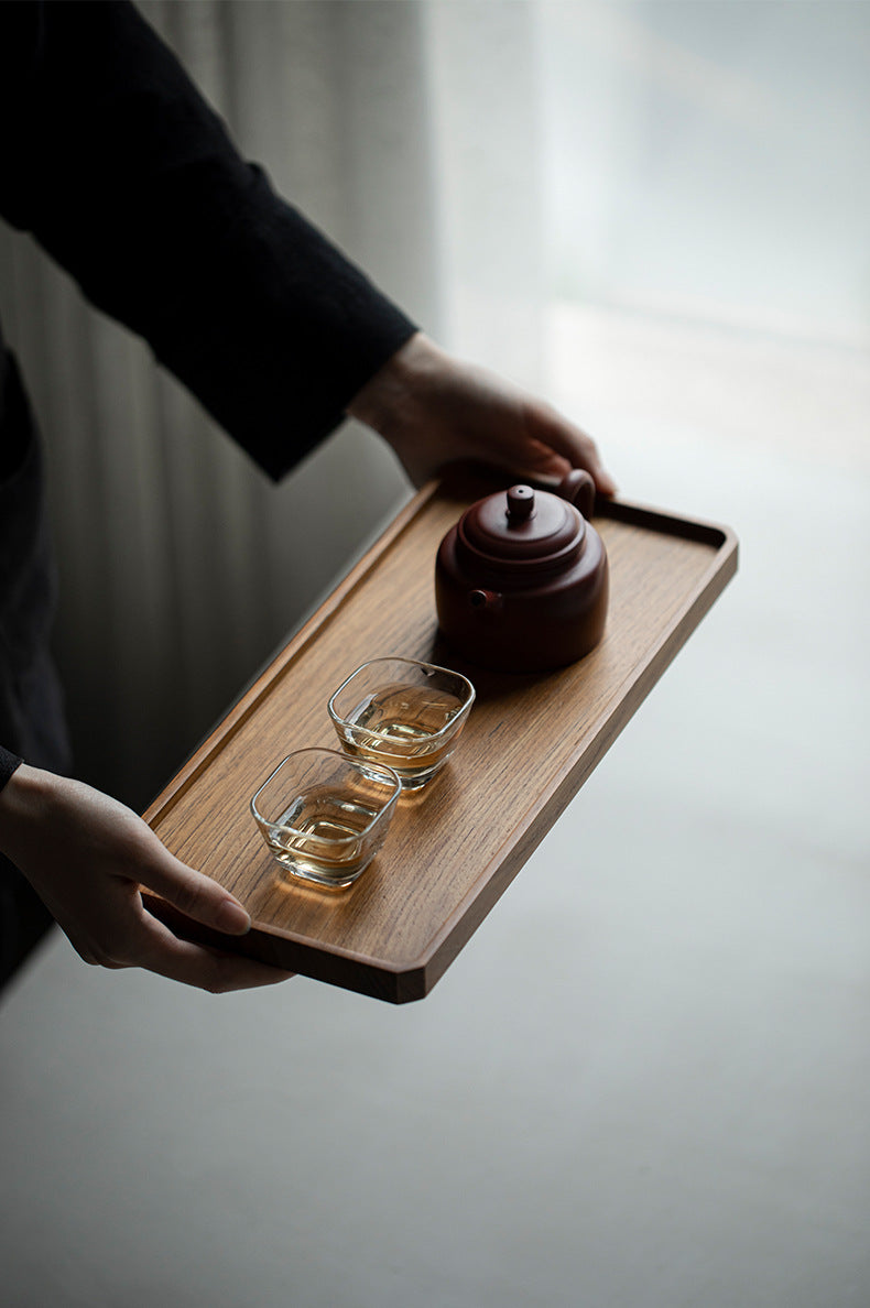 Gohobi Japanese-style Wabi-Sabi Teak Brown Rectangular Tray 007