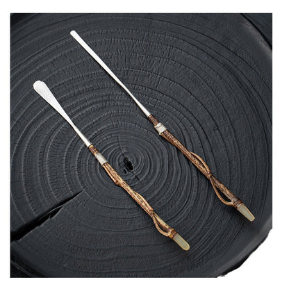 Gohobi Handcrafted Silver Bamboo Tea Scoop